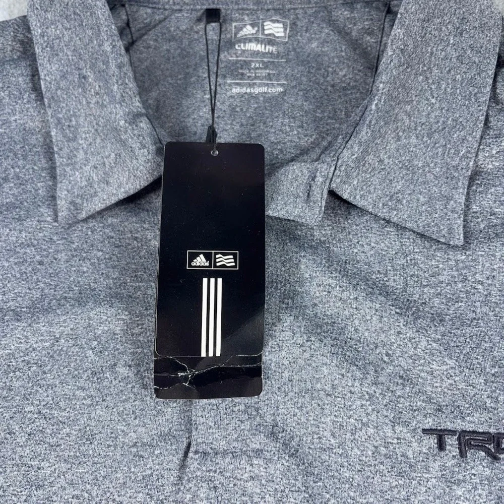 Adidas Polo Shirt Mens 2XL Gray Heathered NWT TRD PRO Climalite Golf Tee